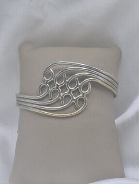 Kitchy Handcrafted Two Tone Open Cuff Upcycled Fork Bracelet Gorgeous!!!